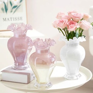 French Middle Ancient Glass Vase High-grade Ornaments High-value Hydroponic Flower arrangement Decorative Dining Table Home Simple Flowers