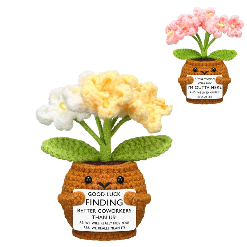 Cross-Border New Handmade Crochet Potted Plants, Interesting Potted Plant Ornaments, Gifts for Friends, Desktop Decorations
