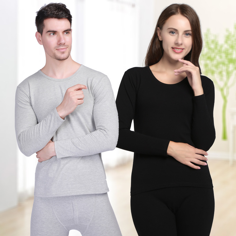 New men's and women's Lycra Cotton long johns suit thin warm close-fitting comfortable round neck stretch underwear wholesale