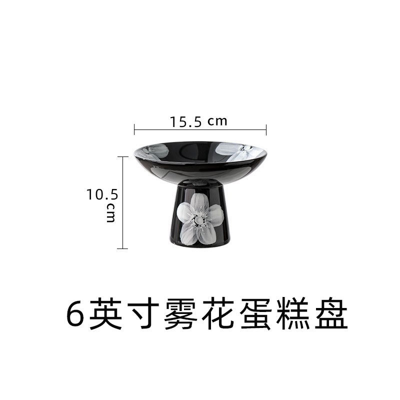 創意的なコーヒーカップの皿の陶磁器の高い足のお菓子の皿の手描きの日本式のレストランの午後のお茶のカップルの家庭用のコップの食器|undefined