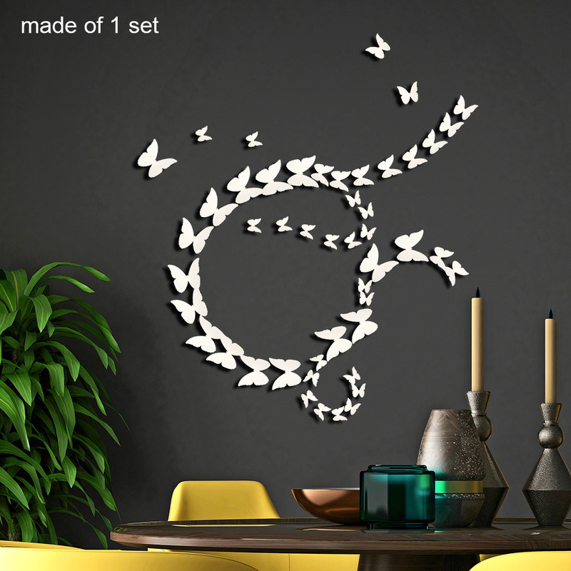 3D Stereo Pearlescent Paper Butterfly Wedding Holiday Decoration Stickers Bedroom Living Room Background Wall Creative DIY Wall Stickers