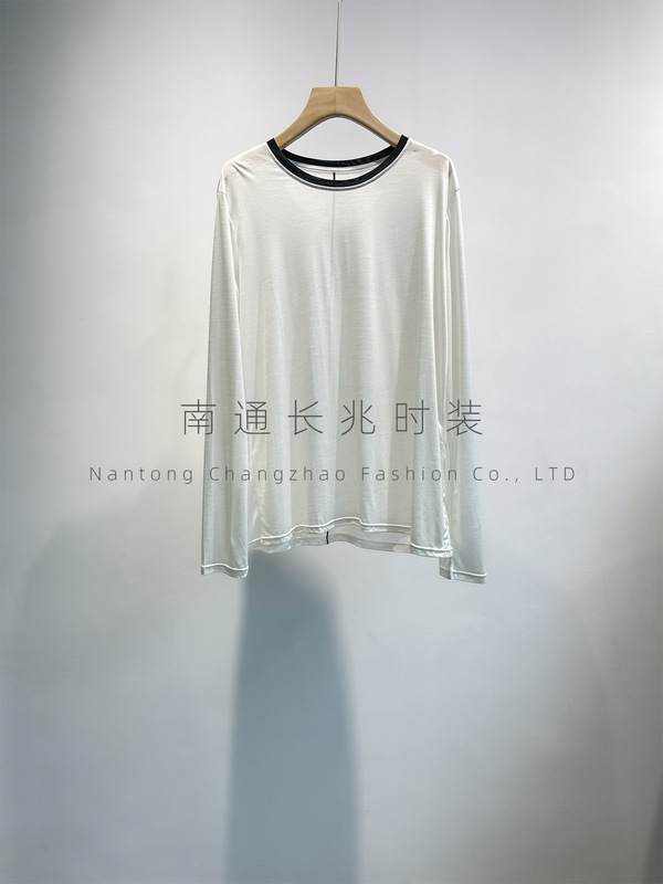 一衣多穿~莱赛尔撞色防晒罩衫长袖T恤轻薄透气慵懒空调衫JU百搭|undefined