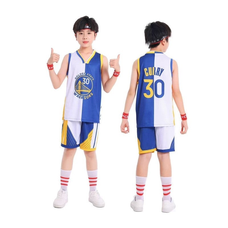Children's Vest Basketball Suit Kindergarten Performance Suit Warriors Retro No. 30 Sportswear Jersey Wholesale Group Purchase
