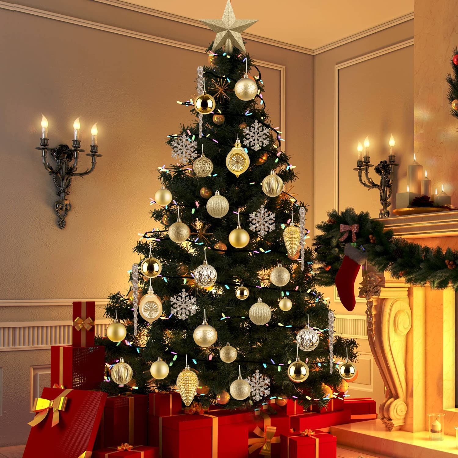 Colgante de árbol de Navidad de plástico Bolas de Navidad Fiesta de Navidad Bolas de color de Navidad Bolas decorativas de árbol de Navidad