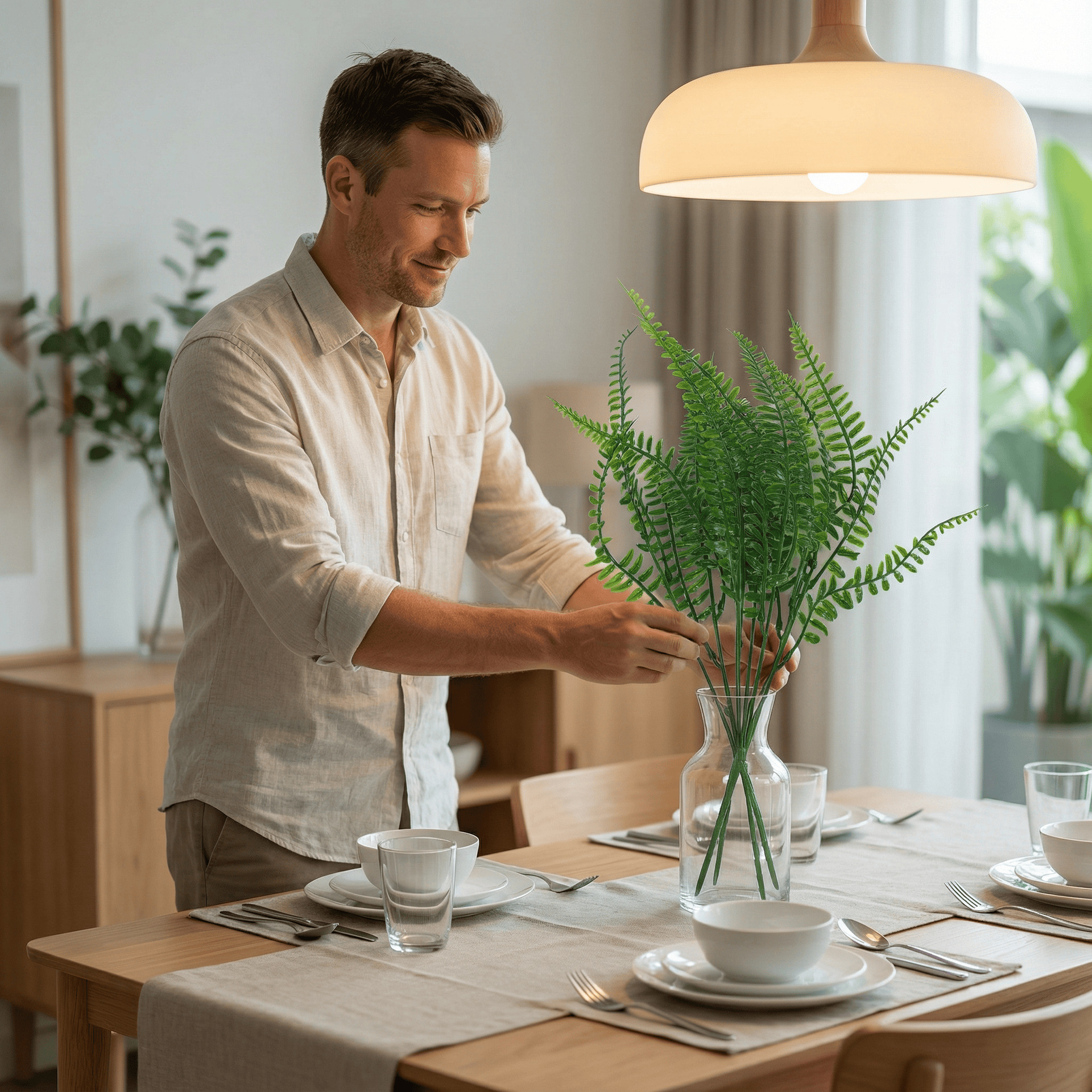 Hierba persa 7-tenedor agua hierba manejar racimos helechos Planta artificial accesorios de pared helechos de dientes de oveja planta verde artificial