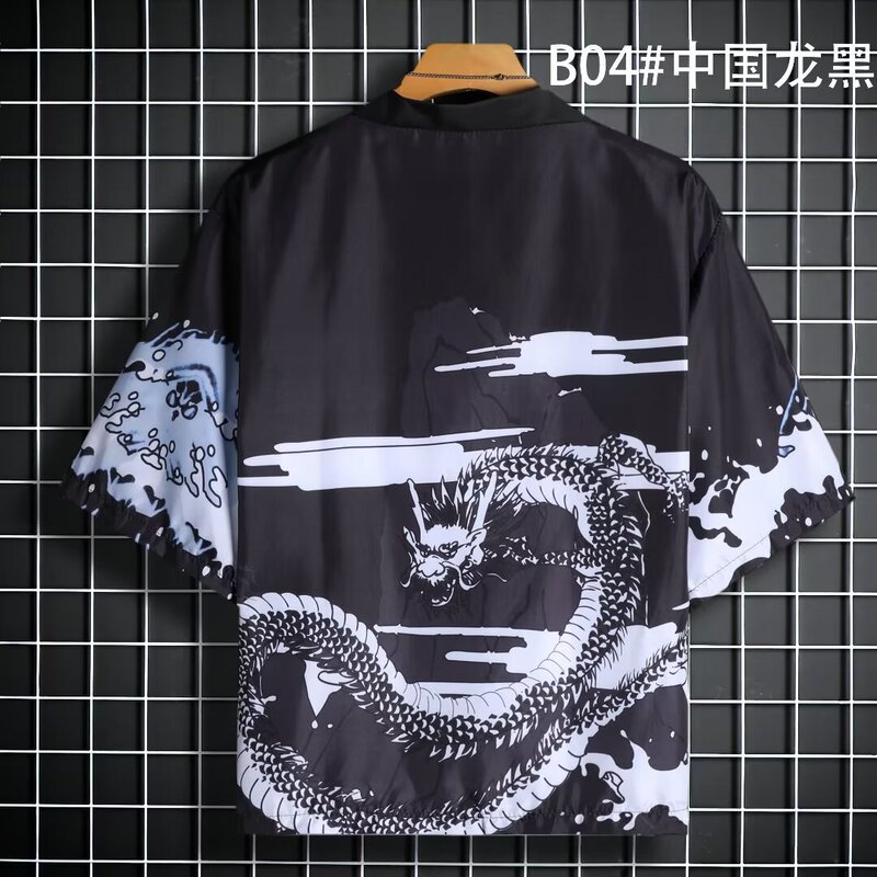Summer Japanese-Style Ukiyo-E Dragon Robe Kimono Cardigan Chinese Style Dragon Anime Two-Dimensional Haori Shirt Sun Protection Shirt