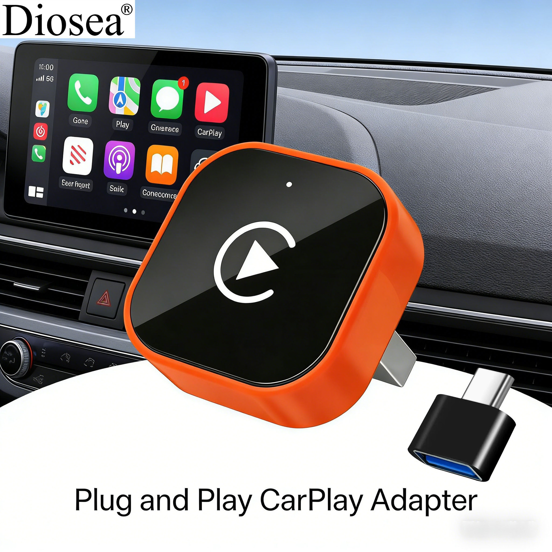 Best-selling wired to wireless carplay box, orange smart car-machine interconnection Android Autocarplay box
