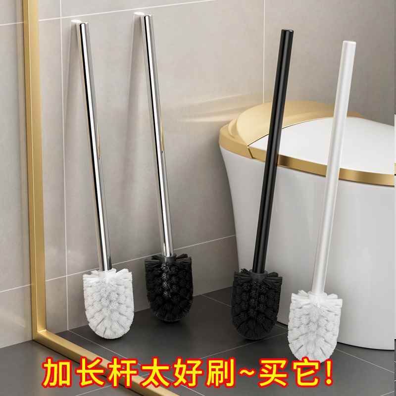 Toilet Brush with No Dead Corners, Disposable Bathroom Brush, Stainless Steel Long Handle, Replaceable Brush Head, Extended Length