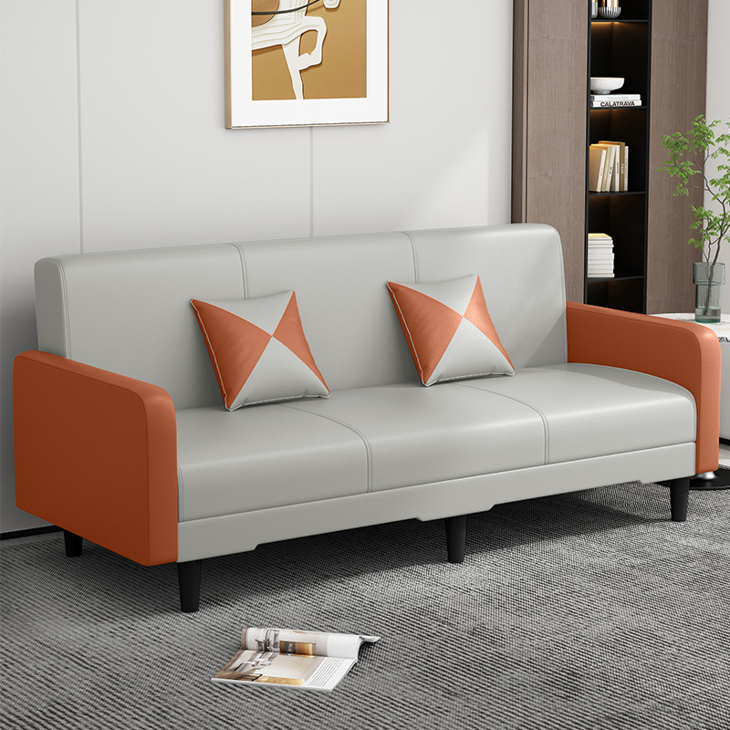 Orange + off-white (wear-resistant, scratch-resistant, waterproof and anti-fouling cat scratch leather) / Double seat - total length including armrests 1.4m : without pillow