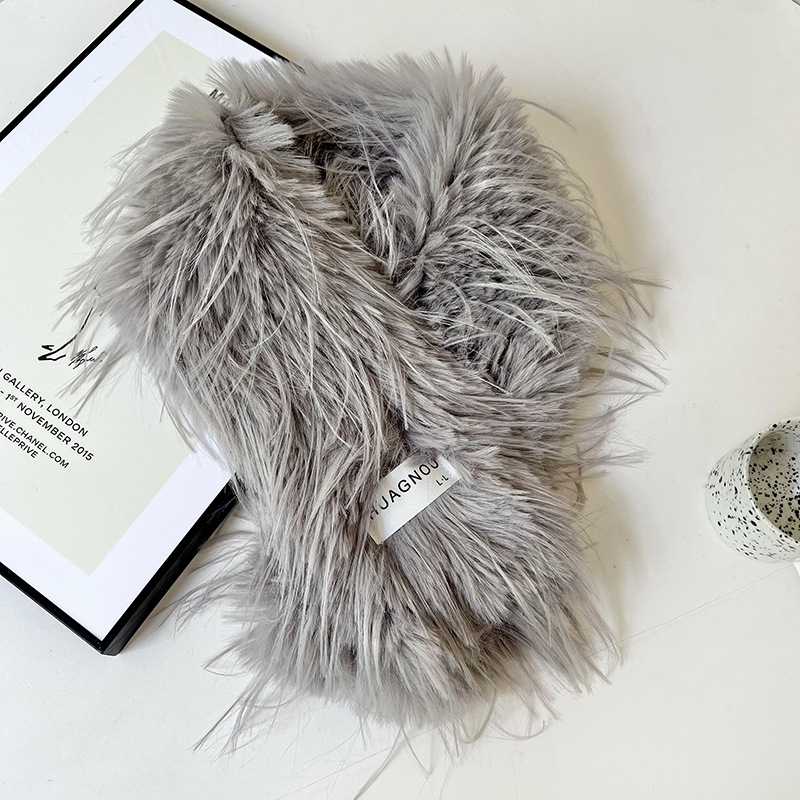 Bufandas de mujeres coreanas de invierno y otoño de peluche largo delgado cuello de visón grueso chale cálido de moda pareja buñuelo