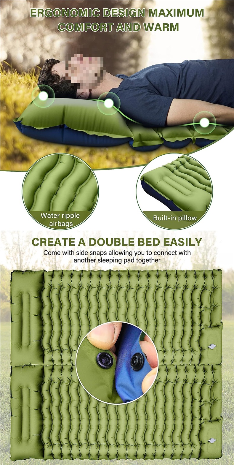 Matelas gonflable à pédale pour camping, matelas pneumatique portable, pliable et résistant à l'humidité_voghion.com