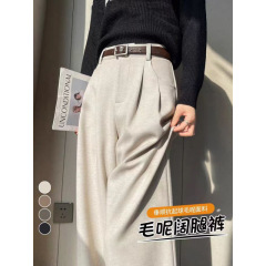 毛呢西装裤子女秋冬新款高腰显瘦窄版阔腿裤宽松直筒山本拖地长裤