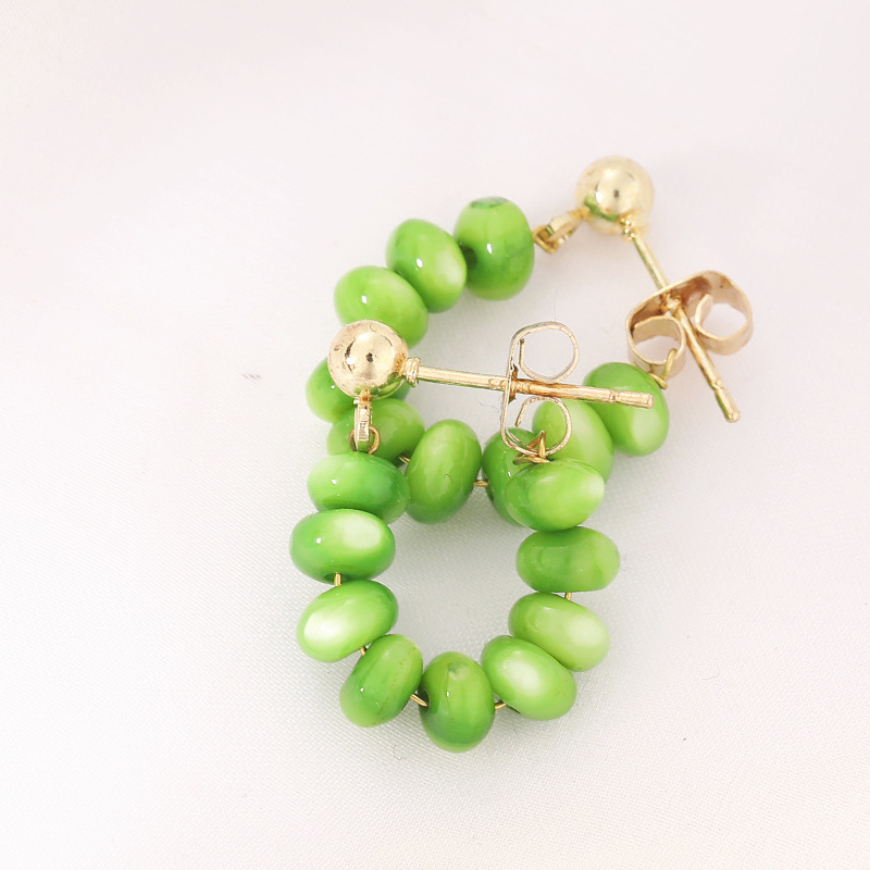 Fashion U Shape Beaded Metal Womenu0027S Earrings 1 Pair