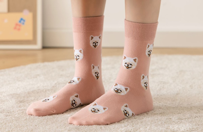 Holiday, Travel, Selfie Occasion Animal, Dog Pattern A Pair Elegant Cute Lady Unisex Animal Dog Cotton Ankle Socks