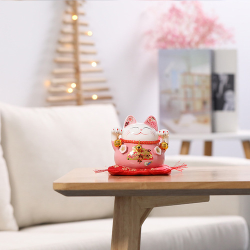 Small lucky cat figurine store opening gift creative coin bank fortune cat cash register front desk 4.5 inches