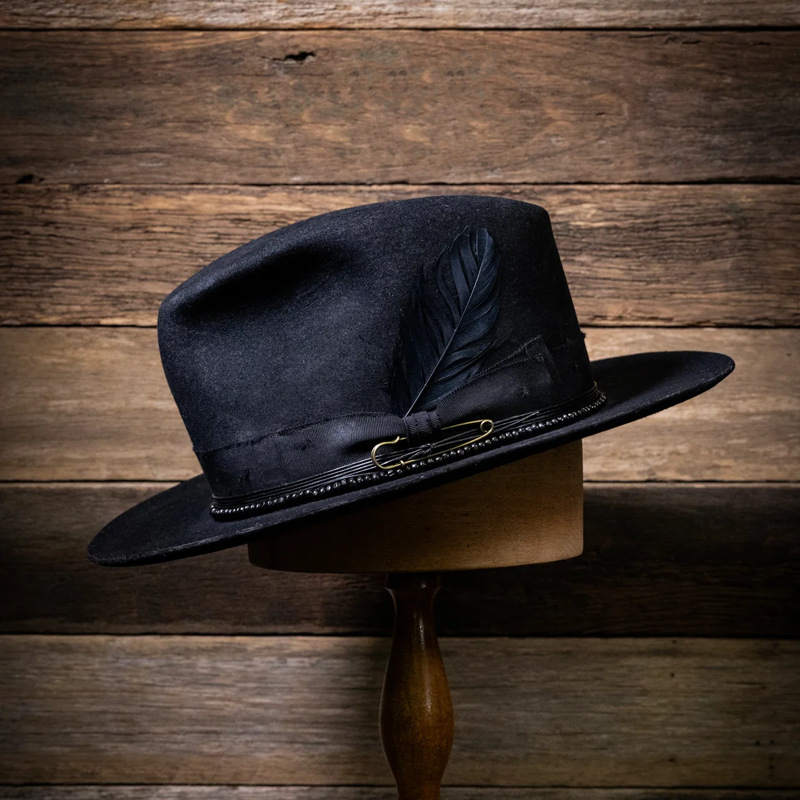 Μαύρο καπέλο με υφασμένη ταινία, μονόχρωμο καπέλο από καθαρό μαλλί, ευέλικτα μοντέρνα καπέλα τζαζ για άνδρες και γυναίκες_voghion.com