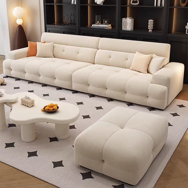 Italian-Style Cream Sofa for Small and Large Living Rooms, Home Use, Milk Velvet, Deep Seating, Light Luxury, Trendy Fabric Sofa