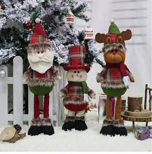 可愛聖誕裝飾品擺件派對布置老人雪人公仔伸縮玩偶聖誕誕聖節禮品