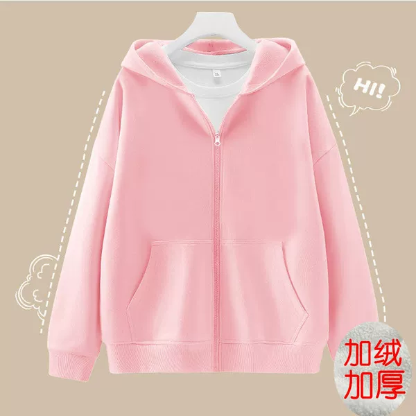 Fuchsia sweatshirt with zipper, thin washing powder