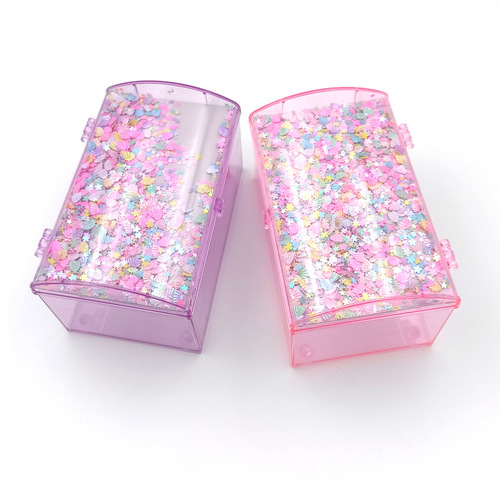 Children's Handmade DIY Educational Toy Box Cream Tape Mirror Transparent Rectangle Plastic Jewelry Storage Treasure Box