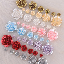 新款珠光树脂配件玫瑰花制作diy手机壳耳钉发夹头绳装饰品材料包
