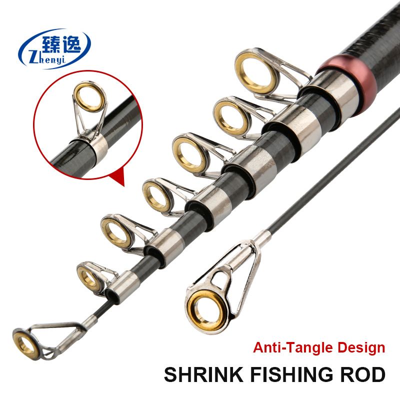 Zhenyi sección corta púrpura negro portátil varilla de mar retráctil rodilla de pesca marina arrojar equipos de pesca transfronterizos un agente de carbono