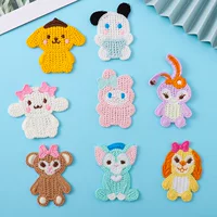 Мультфильм маленькое животное нашивка с отверстием ручной работы DIY одежда аксессуары для волос сумка аксессуары Водорастворимая вязаная вышитая ткань патч
