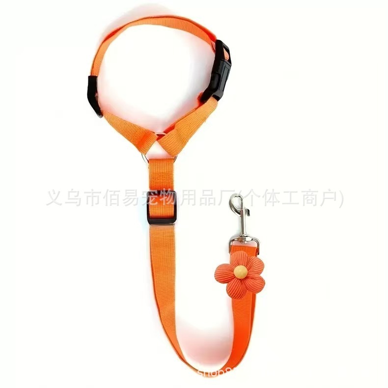 宠物用品车载安全牵引带圆环狗绳猫绳带花汽车头枕可伸缩牵引绳|undefined