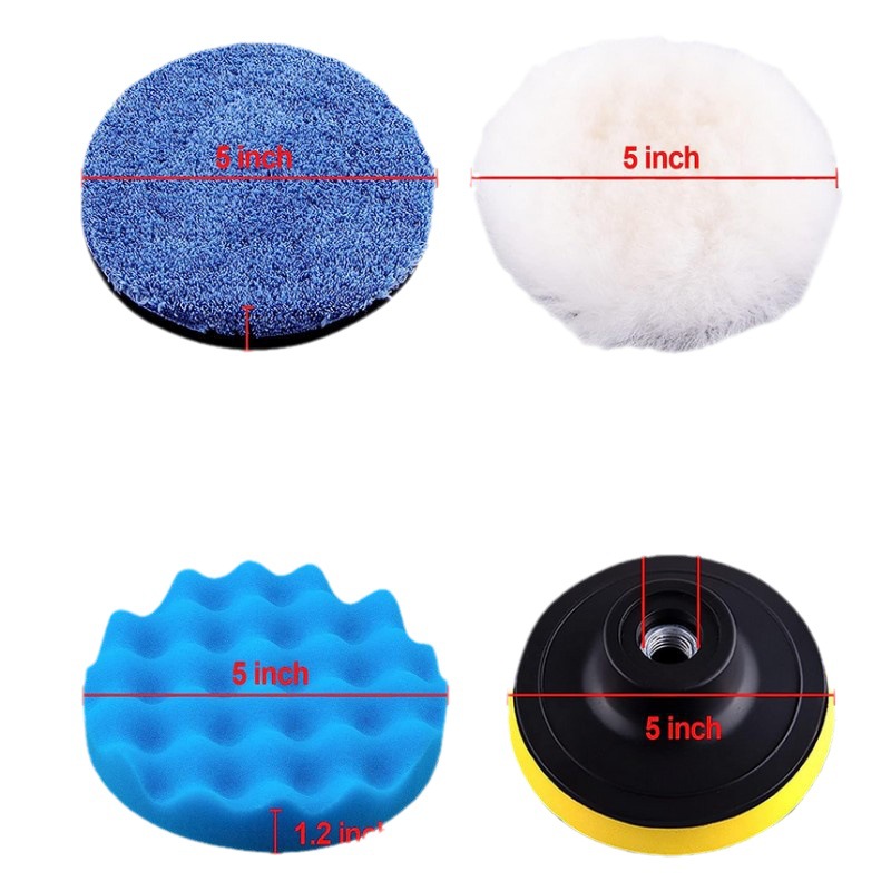 Fuente de la fábrica 17 unidades Kit de almohadilla de pulido esponja de coche pulido encerado manga buffer máquina de pulido accesorios de perforación