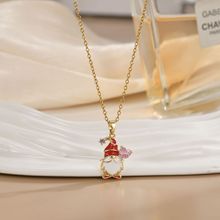 跨境欧美圣诞系列项链简约新款圣诞老人节日元素微镶滴油吊坠项链