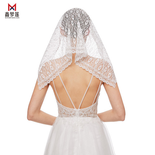 Foreign trade manufacturer European and American style bridal veil Muslim triangle lace scarf shawl style white wedding veil