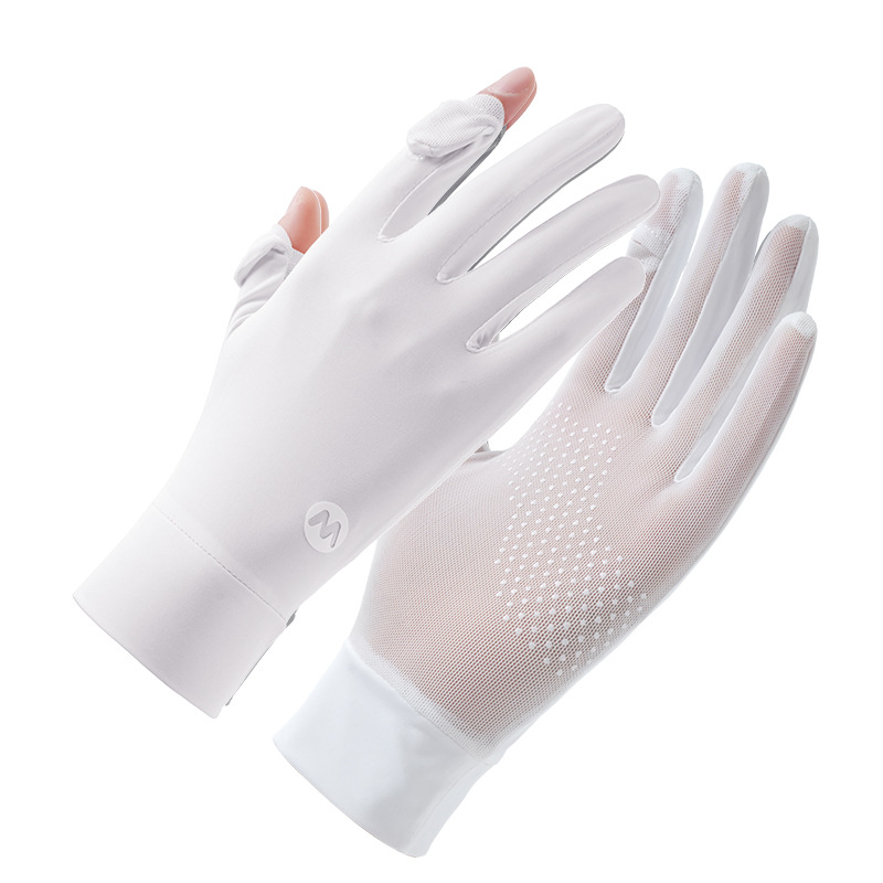 Guantes de protección solar para mujer de verano, sombra al aire libre, conducción, conductor de seda de hielo, deportes de conducción, guantes de seda de hielo cortos y ligeros