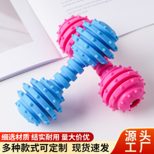 Pet Dog Barbell Toy Tpr Bite-Resistant with Bell Small and Medium-Sized Dog Molar Toy Thorn Ring Massage Rubber Molar