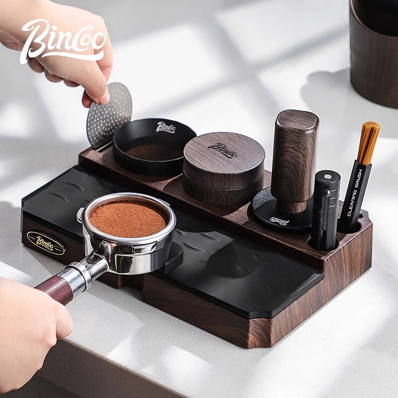 Bincoo Wood Grain Italian Multifunctional Base Coffee Dregs Cloth Powder Storage suit 51/58mm Universal