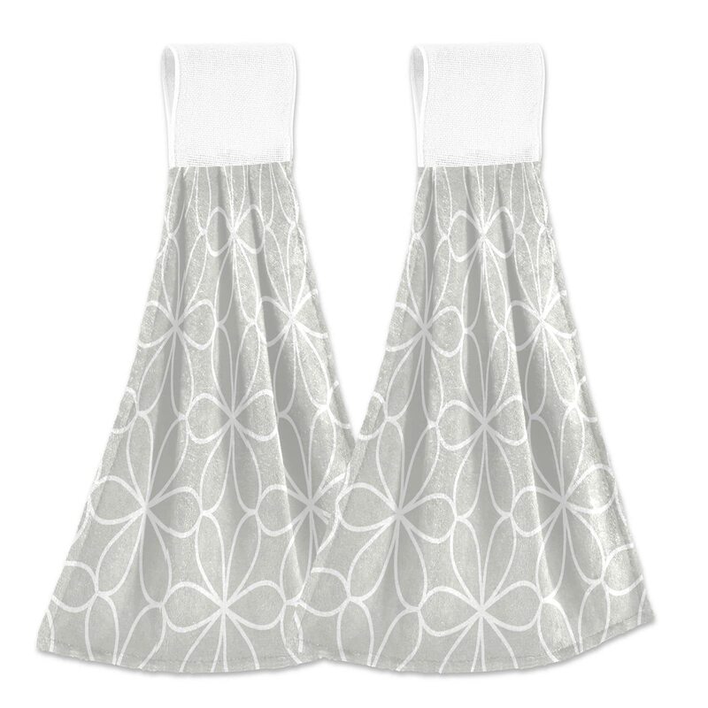 simple gray geometric hanging kitchen towel dish cloth hand towel tea bar towel bathroom farmhouse home decoration