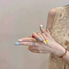 纯手工穿戴美甲糖果色可爱kitty甜美短甲显白俏皮简约爆款1097