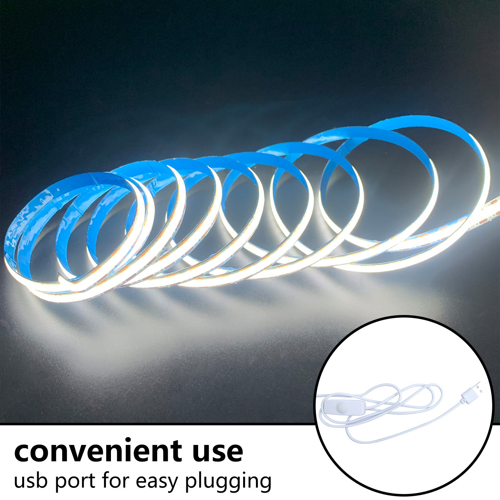 Luz de neón USB 5V con interruptor botón de atenuación LED de baja tensión flexible impermeable luz blanca cálida banda de luz blanca