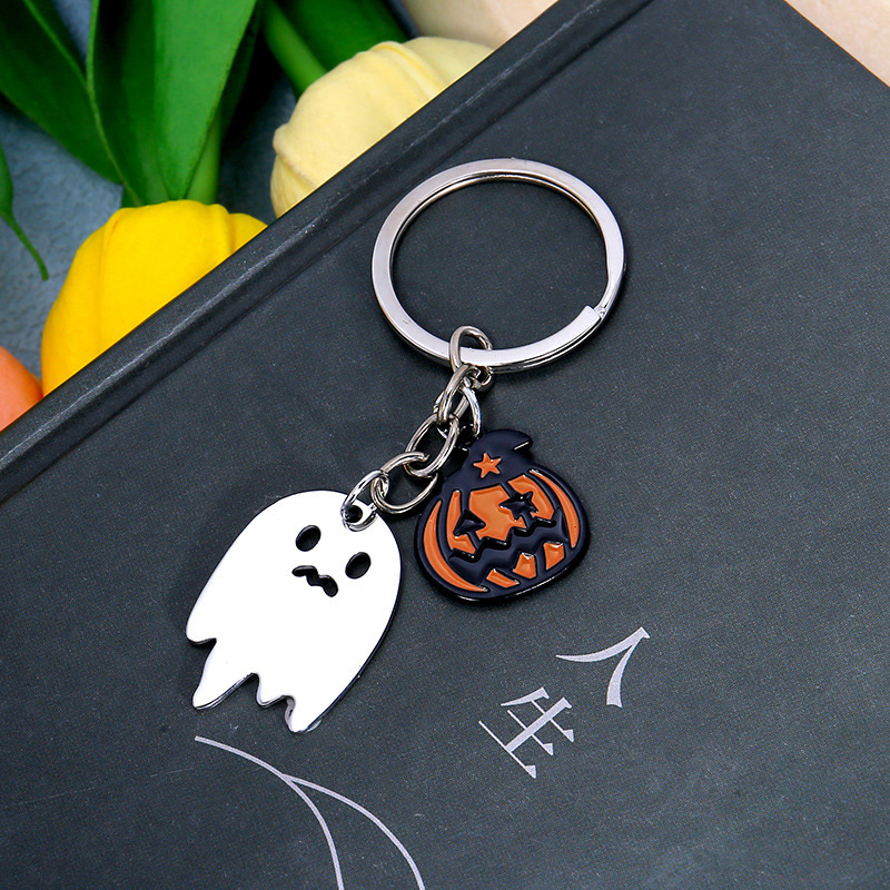 欧米のハロウィンのかぼちゃの小さい幽霊のキーホルダーはステンレスの自動車のキーチェーンのリュックサックを掛けて小さい贈り物を飾ります。|undefined