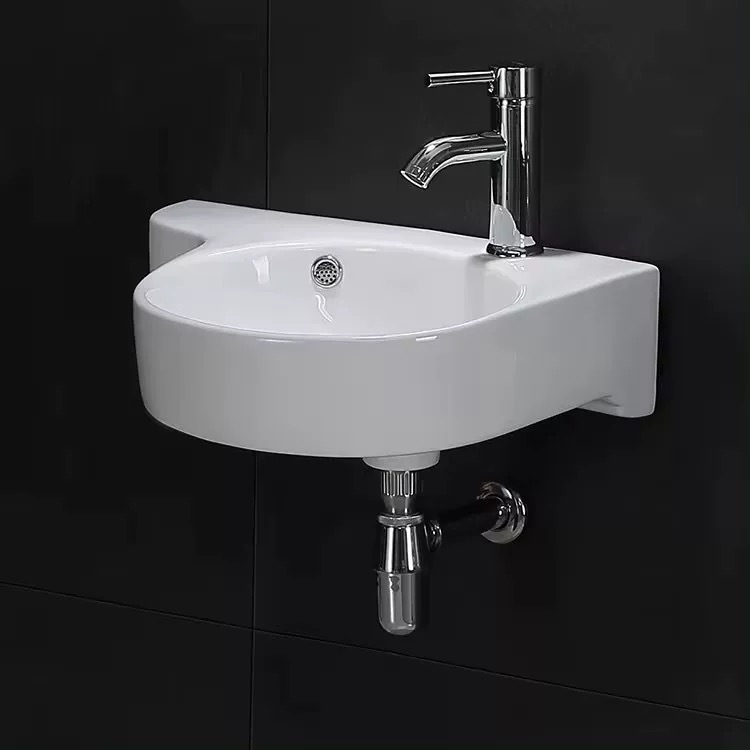 Baño pequeño lavabo doméstico esquina colgante de pared cerámica balcón irregular lavabo triángulo único lavabo