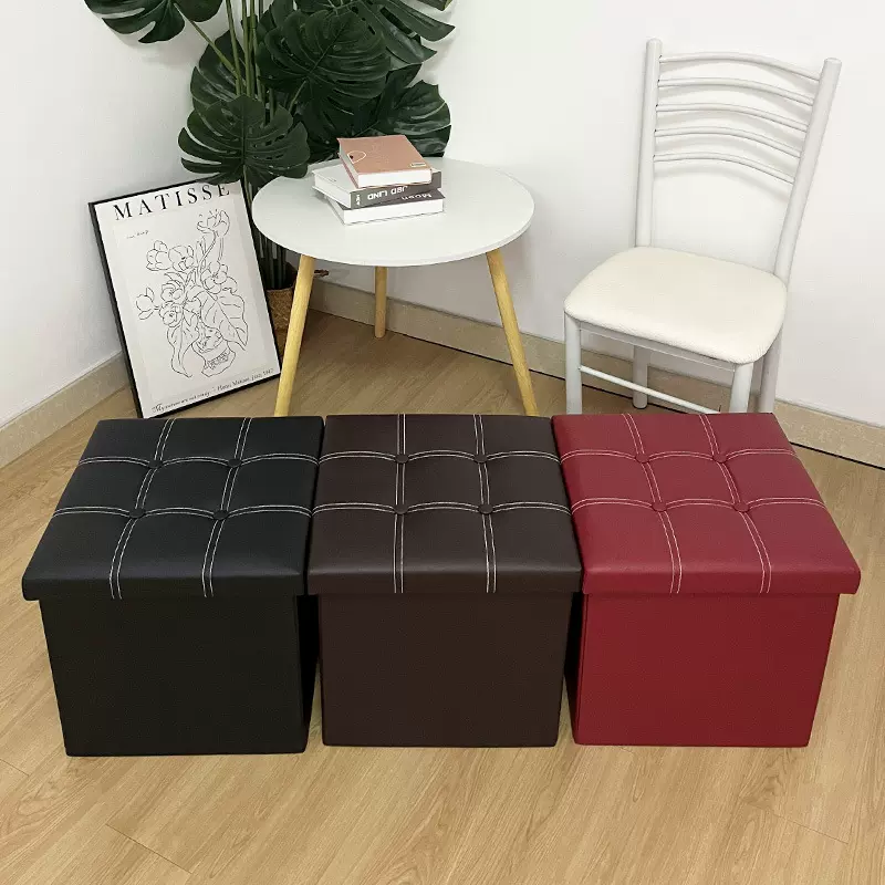家居可折叠收纳凳储物凳可坐pu皮革衣服儿童玩具百纳箱收纳凳批发
