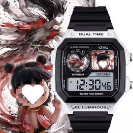 哪吒手表哪吒2周边通用小方块防水带电子闹钟手表初中生儿童手表