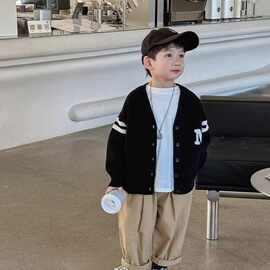 儿童秋装男童针织开衫宝宝毛衣外套2024款春秋季洋气男孩上衣潮