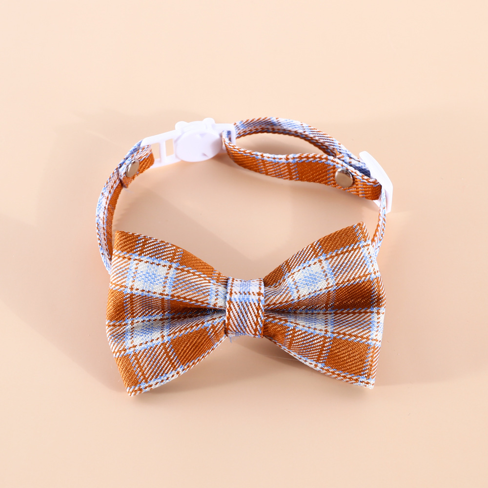 Pet Plaid English style bow tie collar anti-asfixia gato perro ajustable caballero bow collar