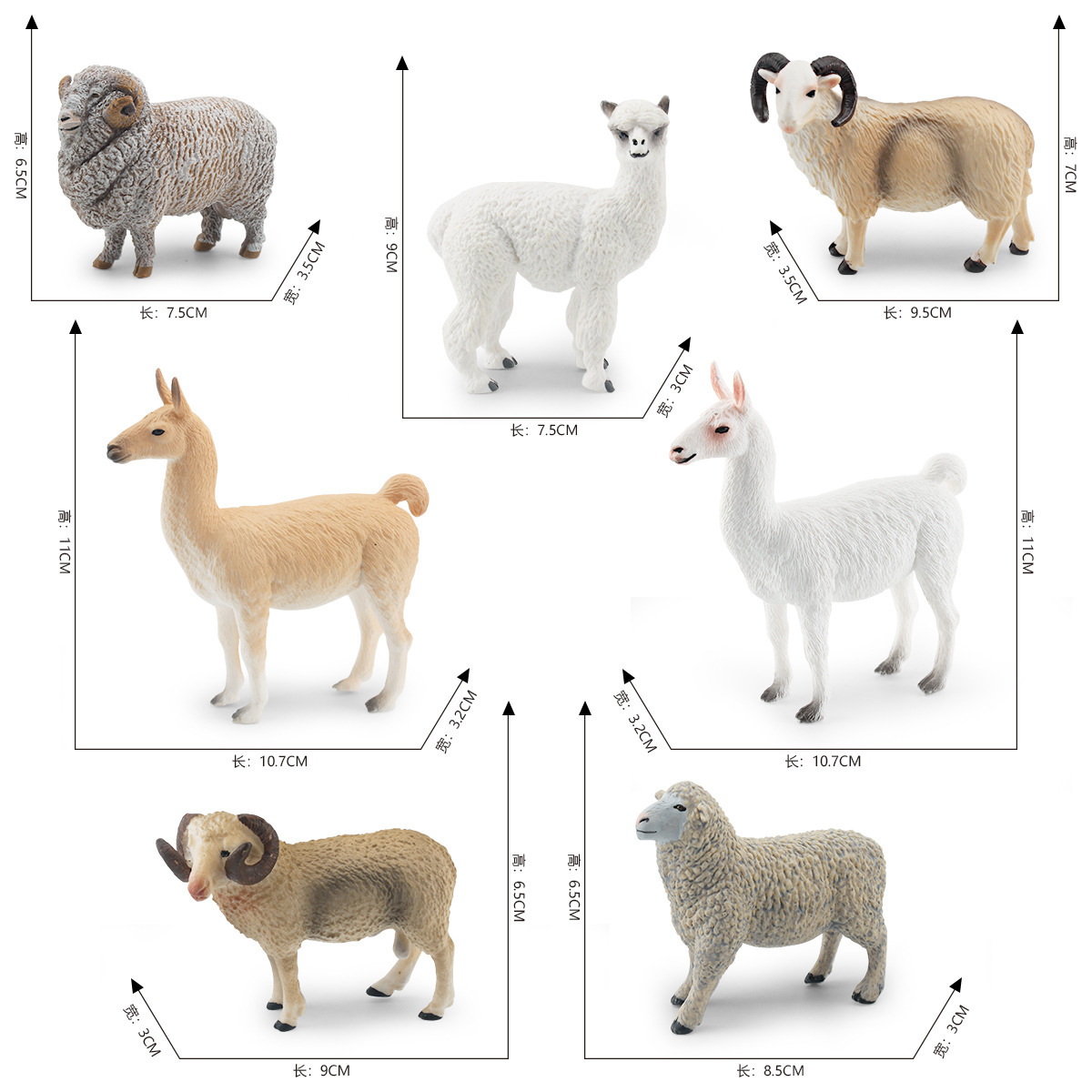 Cross-border simulación granja animal ovejas modelo pan ángulo cabra ovejas pequeña alpaca hierba barro caballo estática decoración de escritorio