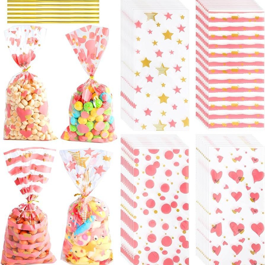 跨境情人节糖果袋 爱心波点礼品派对饼干食品包装袋 OPP平口袋