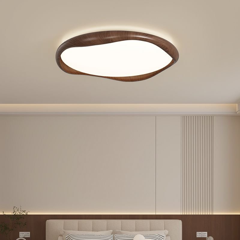 Luz de techo de dormitorio medieval retro de alta gama americana retro color nuez simple super brillante protección de los ojos sala lámpara Zhongshan