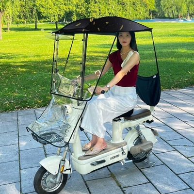 Elektromobil üçün ön şüşə çətiri (günlük) — small electric bike rain cover - golden-feather-detachable-tailgate-with-large-opening-only-suitable-for-small-vehicles-the-car-has-rearview-mirrors-take-a-photo-of-this-model
