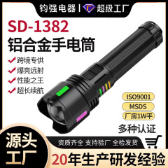 卸売り白レーザー強光遠射懐中電灯type-c充電蛍光バーズーム防身防水パトロール手