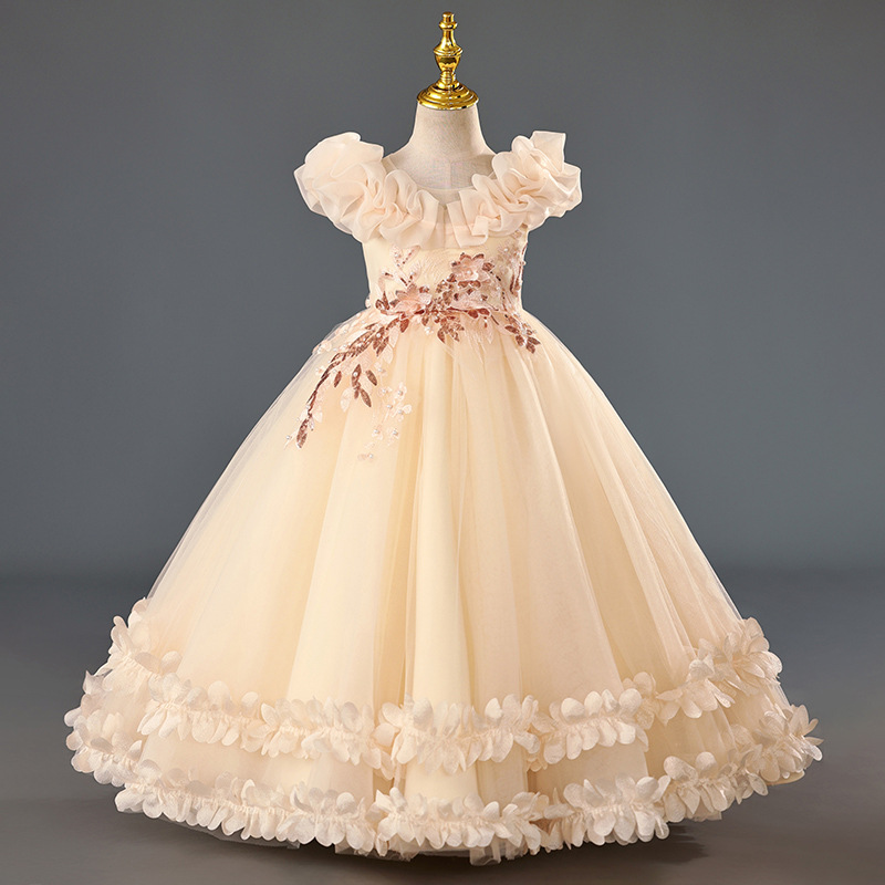 Nuevos vestidos para niños europeos y americanos, vestidos de piano, vestidos de niña de las flores, vestidos de princesa, vestidos de novia hinchados, kids dress