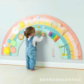 跨境幼儿园早教玩具 墙面游戏大颗粒实木忙碌板益智玩具墙壁装饰